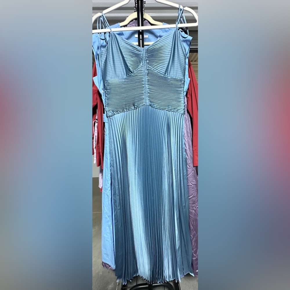 Derek Lam 10 Crosby | Rochelle Pleated Satin-Crepe Midi Dress - Picture 3 of 5